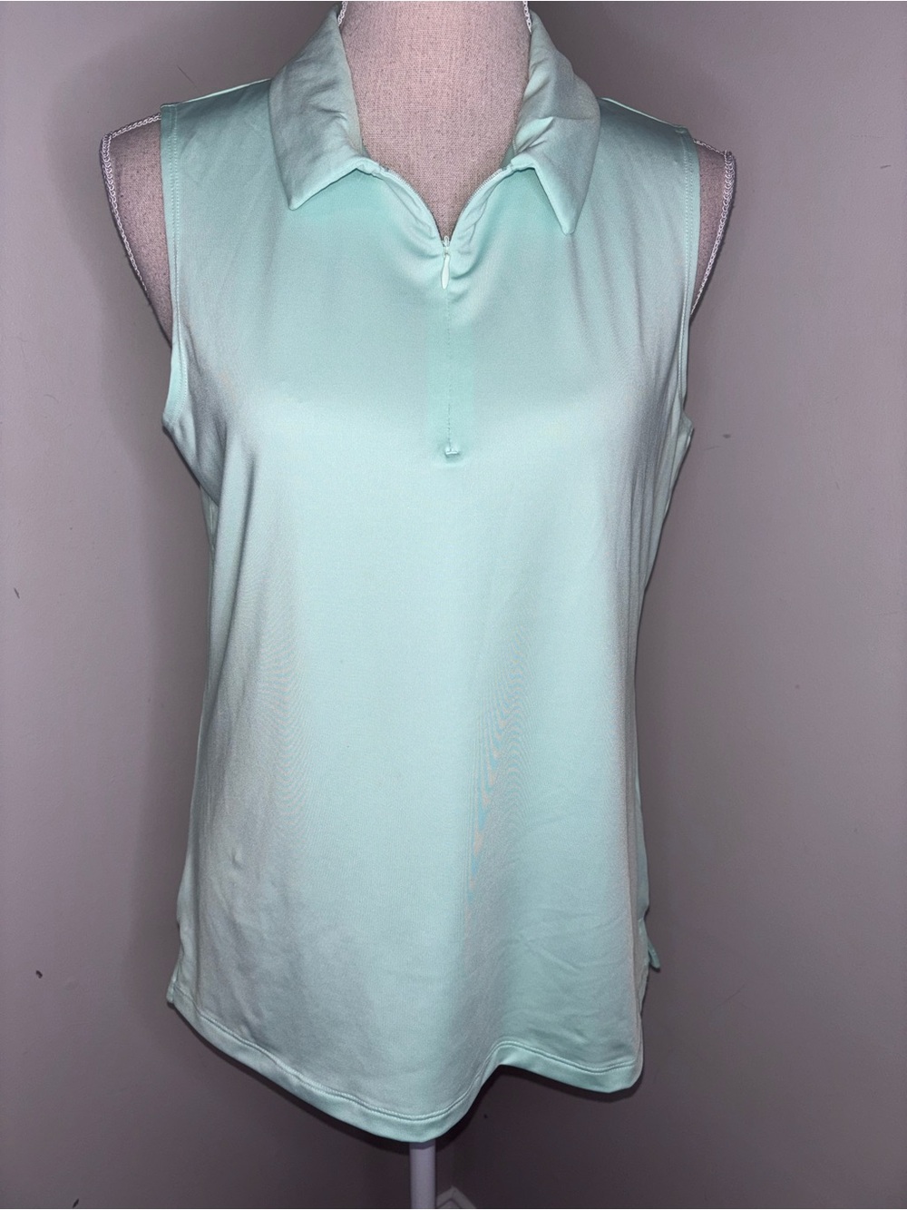 Tommy Bahama Golf mint green stretch 1/4 zip sleeveless top shirt size Large
